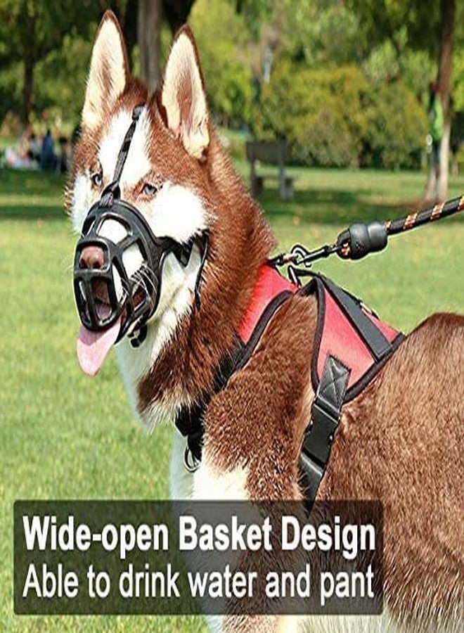 Pups&Pets Adjustable Strap Muzzle Cum Mouth Cover Cum Basket Cage Cum Pet Safety Collar for Anti Biting Dog (Black) - Large Size - Image 4